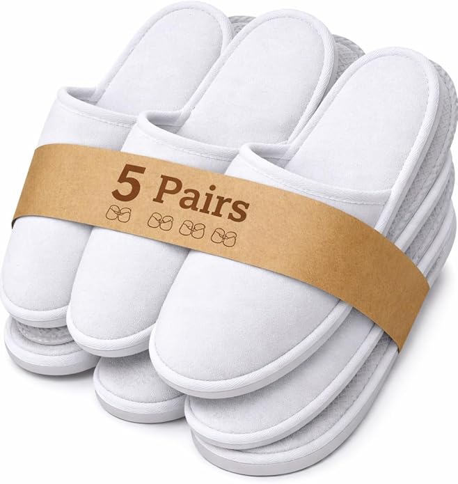 Ayocom ECO CARE 5 Pairs Disposable Closed Toe Slippers
